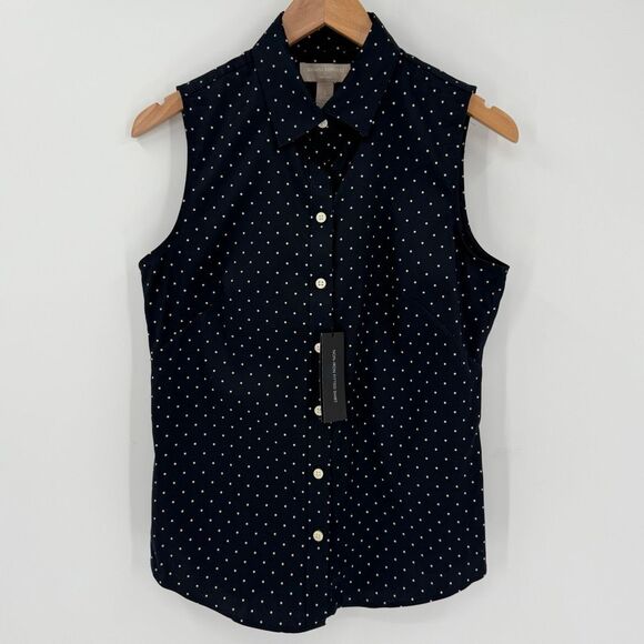 Banana Republic Factory Non Iron Sleeveless Button Up Shirt Women Size 8 Blue - Picture 1 of 5